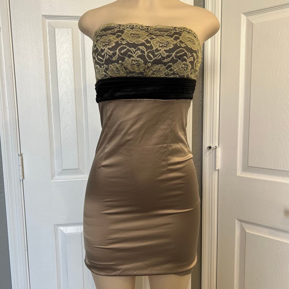Sir Style Fashion Strapless Lace Satin Mini Dress Size 10